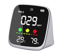 ViaGasaFamido Tester della qualità dell'aria, Rilevatore PM2.5 con Termometro Misuratore di umidità per Ufficio Domestico, Monitor dell'inquinamento Multifunzionale Portatile con Allarme in Tempo