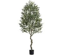 VIAGDO Olive Tree Artificial Indoor 1,9 m di altezza finto ulivo in seta con fioriera, grandi rami di ulivo finto e frutta, albero artificiale per casa, ufficio, soggiorno, decorazione per interni,