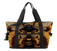 Viaggi Duffel Bag Bee Peony Flowers, Expandable Weekend Overnight Bag, impermeabile Sport Gym Tote Ospedale Borse, Multicolore 3, taglia unica, Borsone da viaggio