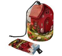 Viaggia con stile: acquista la tua borsa cosmetica portatile pieghevole oggi!, casa rossa con croce pasquale, Multicolore, 9.9x6.9in/25.2x17.6cm;6x3.5in/15.2x8.8cm