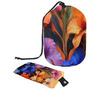 Viaggia con stile con la nostra borsa cosmetica pieghevole e portatile: mantieni i tuoi articoli da toeletta al sicuro e organizzati ovunque tu vada, fiori arcobaleno, Multicolore,