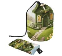 Viaggia con stile con la nostra borsa cosmetica pieghevole e portatile: mantieni i tuoi articoli da toeletta al sicuro e organizzati ovunque tu vada, casa con croce pasquale verde, Multicolore,