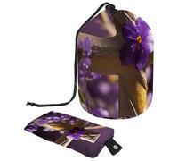 Viaggia con stile con la nostra grande borsa per il trucco a cilindro: impermeabile, pieghevole e perfetta per le donne! Croce viola pasquale, Multicolore, 9.9x6.9in/25.2x17.6cm;6x3.5in/15.2x8.8cm