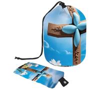 Viaggia con stile con la nostra grande borsa per il trucco: comoda, pieghevole e portatile. Croce blu pasquale, Multicolore, 9.9x6.9in/25.2x17.6cm;6x3.5in/15.2x8.8cm