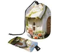 Viaggia con stile con la nostra grande borsa per il trucco, elegante e funzionale organizer per articoli da toeletta, casa bianca con croce pasquale, Multicolore,