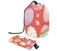 Viaggia con stile con questa grande borsa per il trucco da donna, impermeabile e portatile. Uova di Pasqua rosa, Multicolore, 9.9x6.9in/25.2x17.6cm;6x3.5in/15.2x8.8cm