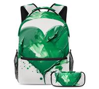 Viaggia con stile con questo set di zaino e astuccio, borsa per libri perfetta per studenti, motivo a cuore viola, Multicolore#05, B：29.4x20x40cm P：19x7.5x3.8cm, Zaini Daypack