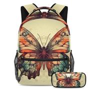Viaggia con stile con questo set di zaino e astuccio, borsa per libri perfetta per studenti, motivo a cuore viola, Multicolore#02, B：29.4x20x40cm P：19x7.5x3.8cm, Zaini Daypack