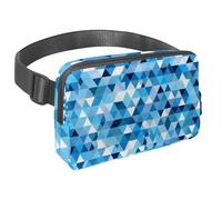 Viaggia in comfort e stile, marsupio per uomini e donne, perfetto per corsa, passeggiate, escursionismo e ciclismo, triangolo blu geometrico, Multicolore#01, 1.5x9.0x5.9in/4x23x15cm