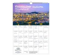 Viaggiare magia Corea del Sud, calendario DIN A3, per il 2026, viaggio in città, vacanze, set contenuto: 1 calendario, 1 ciondolo natalizio, 1 ciondolo di auguri (3 pezzi)