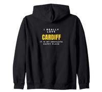 Viaggiatore Amo Davvero Cardiff Turismo Galles Felpa con Cappuccio
