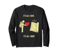 Viaggiatore Che Offre Cuore per mappare L'Arte Minimalista dell'esplorazione Maglia a Manica