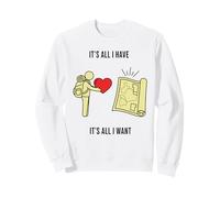 Viaggiatore Minimalista Che Offre un'avventura simbolica da Cuore a Mappa Felpa