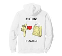 Viaggiatore Minimalista Che Offre un'avventura simbolica da Cuore a Mappa Felpa con Cappuccio