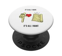 Viaggiatore minimalista che offre un'avventura simbolica da cuore a mappa PopSockets PopGrip Adesivo