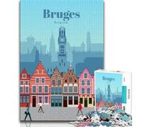 Viaggio a Bruges Puzzle 1000 pezzi per adulti, regali per ammazzare il tempo durante le vacanze, ogni pezzo è unico - Gioco divertente e stimolante per tutta la famiglia 75x50cm