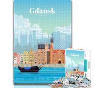 Viaggio a Danzica Puzzle per adolescenti 1000, giocattoli, giochi educativi antistress adatti per la decorazione della scrivania 75x50cm