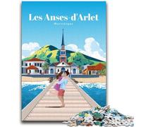 Viaggio a Les Anses D'Arlet Puzzle da 1000 pezzi per adulti e adolescenti, sfida difficile antistress che rafforza l'amore tra coppie (50x75cm)