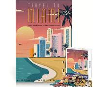 Viaggio a Miami Puzzle da 1000 pezzi per adulti Regalo Allenamento mentale Divertimento tranquillo Uniforme Taglio artistico Regalo di Natale (38x52cm)