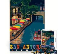 Viaggio a San Antonio Puzzle da 1000 pezzi per adolescenti Attività cerebrale Rilassante Tempo libero Taglio preciso Regalo delizioso (38x26cm)