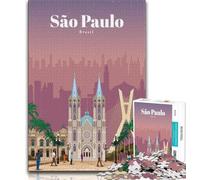 Viaggio a San Paolo, puzzle da 1000 pezzi per adolescenti, antistress, per ammazzare il tempo durante le vacanze, con poster abbinato e foglio di quiz, 38x26cm