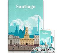 Viaggio a Santiago Puzzle da 1000 pezzi per adolescenti, ammazza il tempo durante le vacanze a casa Ogni pezzo è unico Gioco divertente e stimolante per tutta la famiglia, 38x26cm