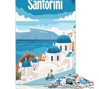 Viaggio a Santorini Puzzle per adulti 1000 pezzi Puzzle di carta ad alta sfida Puzzle Regali Giochi per famiglie 38x26 cm/1000 pezzi