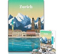 Viaggio a Zurigo Puzzle da 1000 pezzi per adulti, regalo, giocattolo educativo intellettuale decomprimente, regalo di compleanno, regali, arte murale 50x75cm