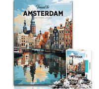 Viaggio ad Amsterdam, puzzle da 1000 pezzi per adulti e ragazzi, gioco rompicapo, decorazione da parete, regali unici per compleanno e Natale, 75x50cm