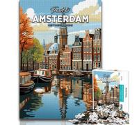 Viaggio ad Amsterdam Puzzle per adolescenti Puzzle da 1000 pezzi, giocattolo educativo intellettuale decomprimente Regali di Babbo Natale segreto 38x26cm