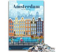 Viaggio ad Amsterdam Puzzle per adulti da 1000 pezzi, giocattolo educativo intellettuale decomprimente, gioco educativo per compleanno, Natale 1000 pezzi (26x38cm)
