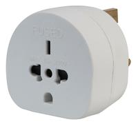 Viaggio Adattatore Tutti Continenti A UK, Bianco, Plastica Corpo, Connettore Pro