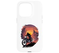 Viaggio al tramonto in moto giro nell'orizzonte Custodia per iPhone 15 Pro
