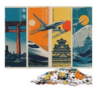 Viaggio attraverso il Giappone Puzzle da 1000 pezzi Regali di Natale Puzzle in legno per adolescenti Puzzle divertenti 1000 pezzi (75x50 cm)