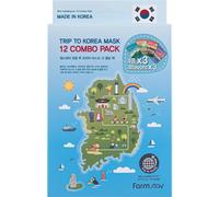 Viaggio della fattoria in Corea Foglio di maschere per il viso 12 Pacchetto combinato Maschera per pelle coreana Combo ipoallergenico Ipoallergenico