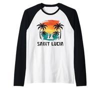 Viaggio dell'isola di Santa Lucia, vacanze estive turistiche ai Caraibi Maglia con Maniche Raglan