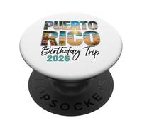 Viaggio di compleanno a Porto Rico 2026 Spiaggia tropicale PopSockets PopGrip Adesivo