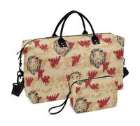 Viaggio Duffel Bag Cartoon Cute Brown Lion Gym Bag con Toiletry Bag per Escursioni Impermeabile bolsa para en avion