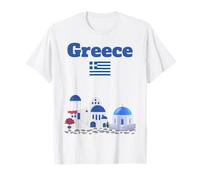 Viaggio Greco Souvenir Amante architettura Greca Bandiera della Grecia Maglietta