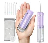 Viaggio Idropulsore Dentale Portatile:Irrigatore Orale con 5 Modalità, Serbatoio d'acqua da 180ml Pulitore Elettrico Impermeabile IPX7 Filo Interdentale con 6 Punte per la Pulizia di Gengive e Denti