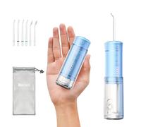 Viaggio Idropulsore Dentale Portatile:Irrigatore Orale con 5 Modalità, Serbatoio d'acqua da 180ml Pulitore Elettrico Impermeabile IPX7 Filo Interdentale con 6 Punte per la Pulizia di Gengive e Denti