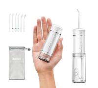 Viaggio Idropulsore Dentale Portatile:Irrigatore Orale con 5 Modalità, Serbatoio d'acqua da 180ml Pulitore Elettrico Impermeabile IPX7 Filo Interdentale con 6 Punte per la Pulizia di Gengive e Denti