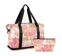 Viaggio Mano Weekender borsone porta Formazione per Viaggio Impermeabile, Fiore oro rosa