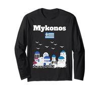Viaggio Mykonos Grecia souvenir architettura greca bandiera della Grecia Maglia a Manica