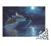 Viaggio notturno nave da crociera Set Di Puzzle Da 1000 Pezzi Per Hobbisti, Carta Spesso, Arredamento Interno, Regalo Di Capodanno, Puzzle Di Relax, Gioco Cerebrale 52x38cm/1000pcs