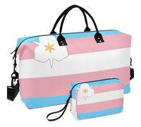 Viaggio Palestra Duffel Bag Set All-over Stampato Mesh Divisore Pouch Grande Capacità per Toiletry Organizer, Bandiera della città Salt Lake City Utah Trans Pride, one size, Retro