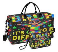 Viaggio Palestra Duffel Bag Set Wave Ultrasuoni Trapuntato | Forma convertibile leggera per la conservazione quotidiana Bruh Its Ok To Be Different Autism Awareness Kids Boys Youth_00003