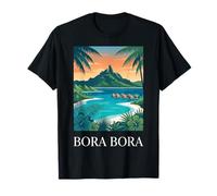 Viaggio retrò della Laguna Tropicale della Costa di Bora Bora Maglietta