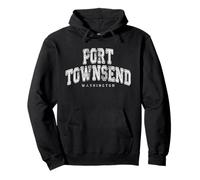 Viaggio retrò tra Città e Stato degli Stati Uniti a Port Townsend, Washington Felpa con Cappuccio