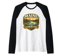 Viaggio ricordo dei visitatori del Maine The Pine Tree State Maglia con Maniche Raglan